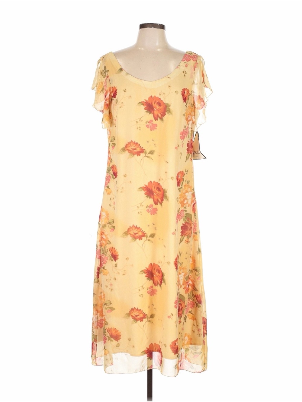 Vintage 90s Mary McFadden Whimsigoth Watercolor Floral Dress